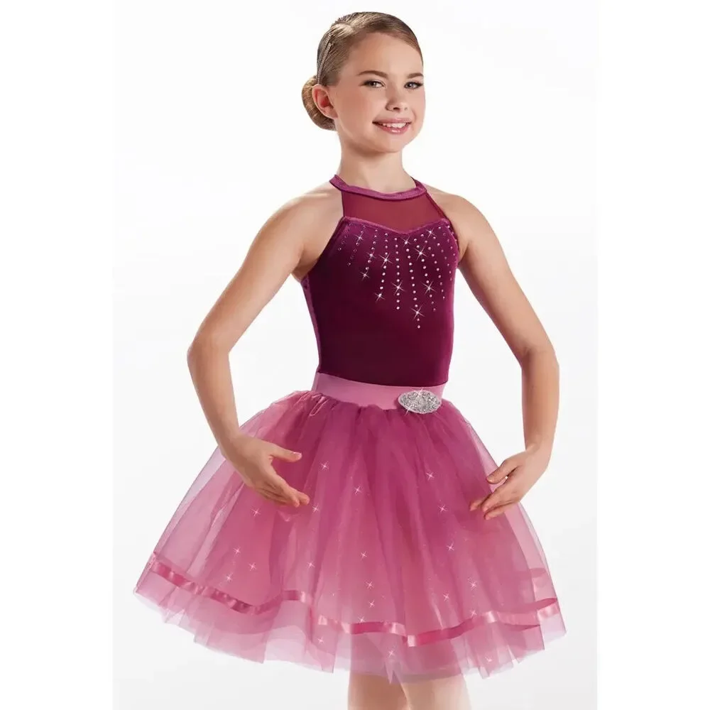 Pre-Owned Dance Costume XL Child Burgundy Weissman 14134 Ballet Pointe YAGP Tut